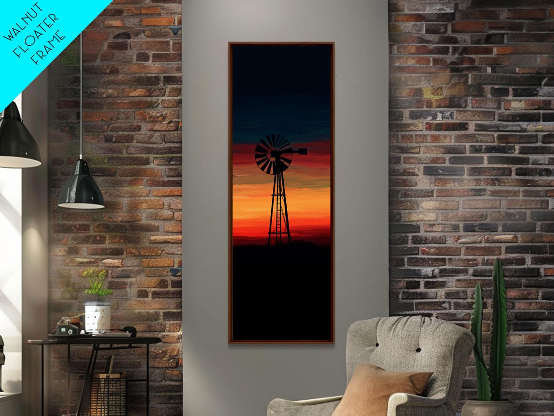 Print Moody Sunset Windmill Wall Art Vertical Rustic Decor Tall Narrow Farmhouse Artwork Gift Idea For Living Room - Image 4