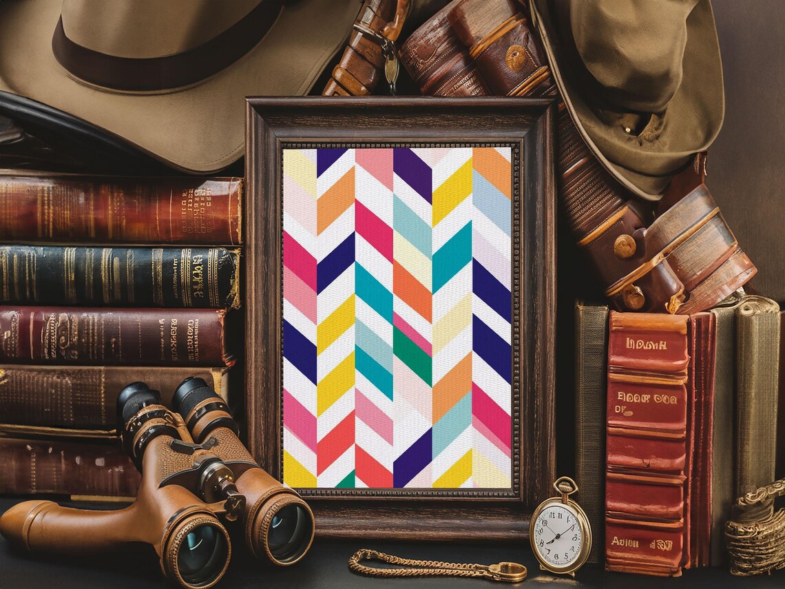 Pastel Chevrons Wall Art Framed Print Wood Framed Wall Art Framed Wall Art Gift Idea Home Decor Nuevart - Image 5