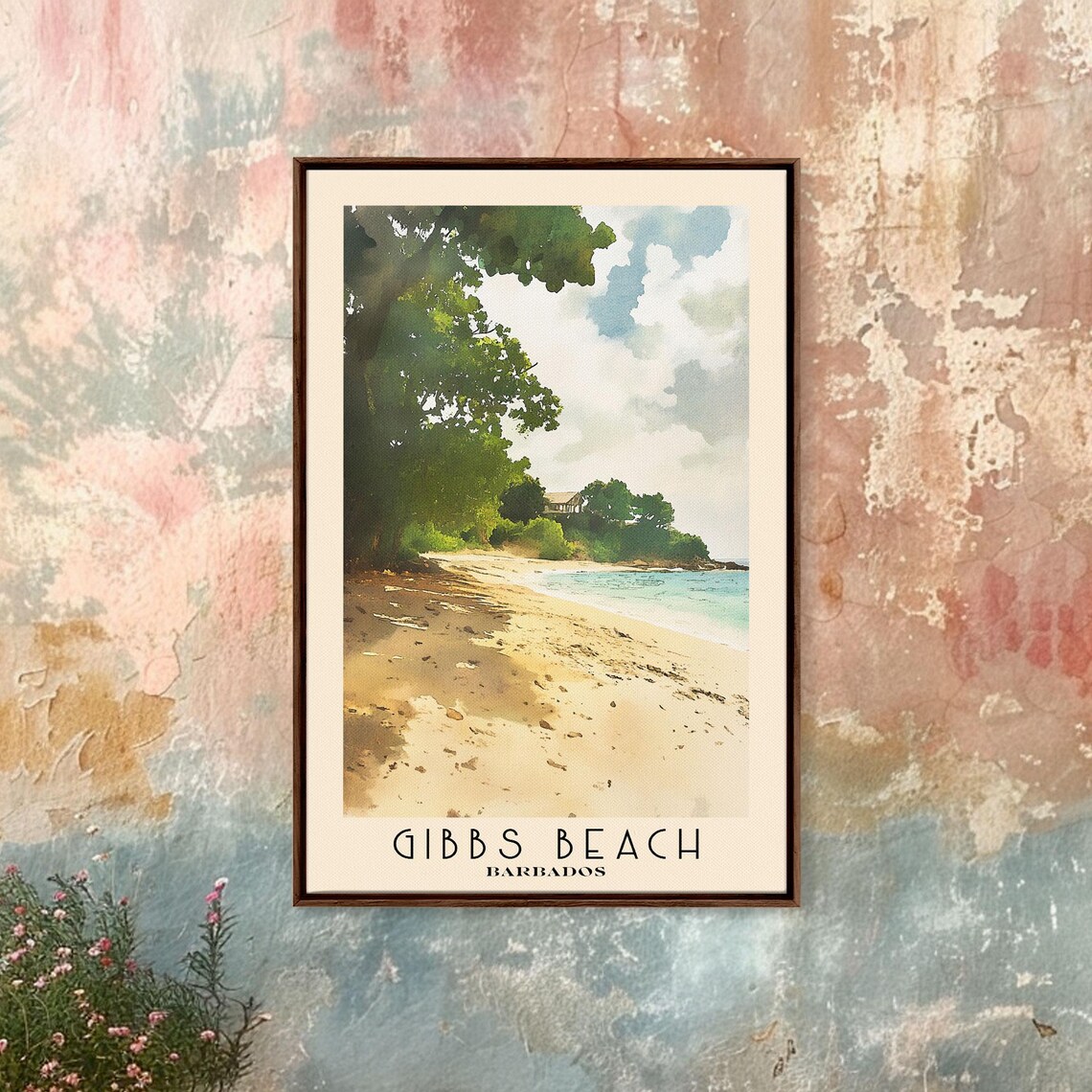 Gibbs Beach Barbados Sandy Shoreline Tall Green Trees Calm Caribbean Sea Poster - Image 4