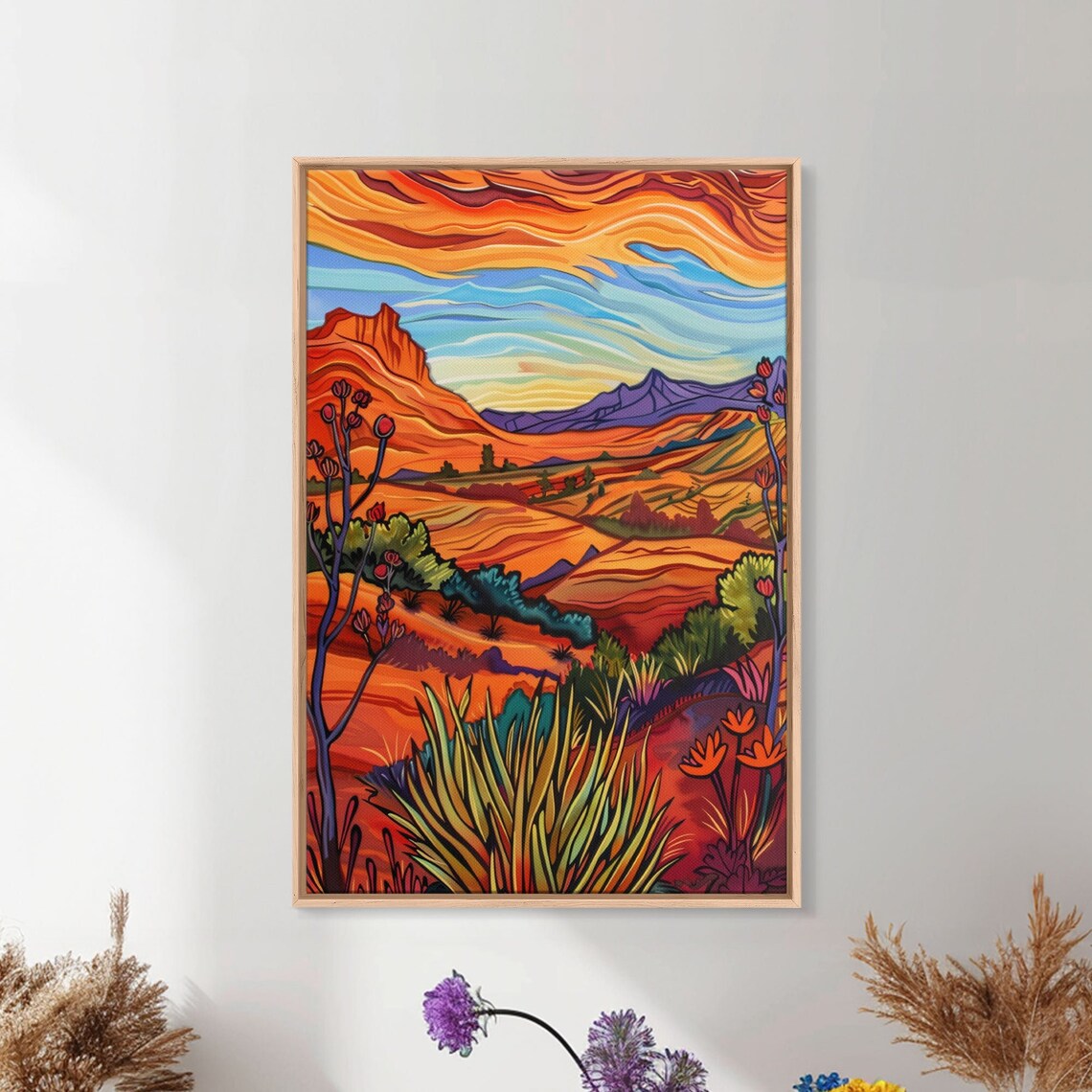 Framed Print Serene Desert Landscape With Rolling Hills Beautiful Wall Art For Living Room Or Bedroom Decor - Image 2
