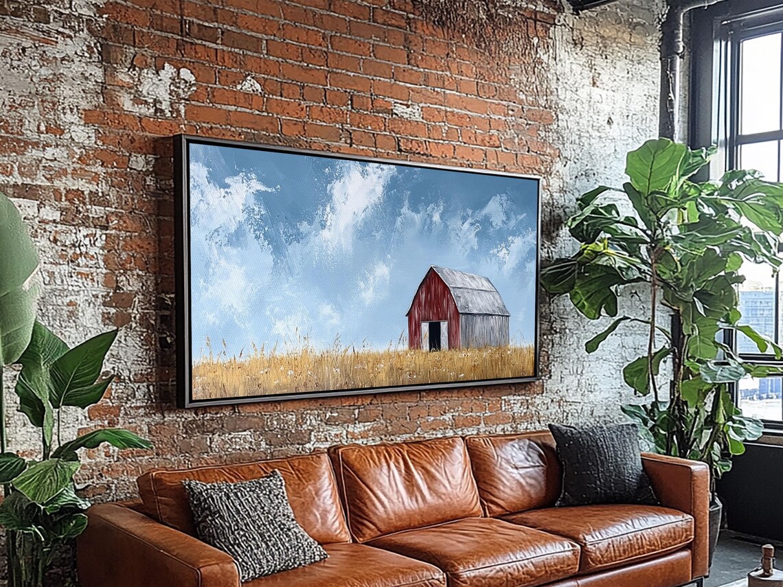 Old Farm Building in Wheat Field, Rustic Landscape Poster - Image 3
