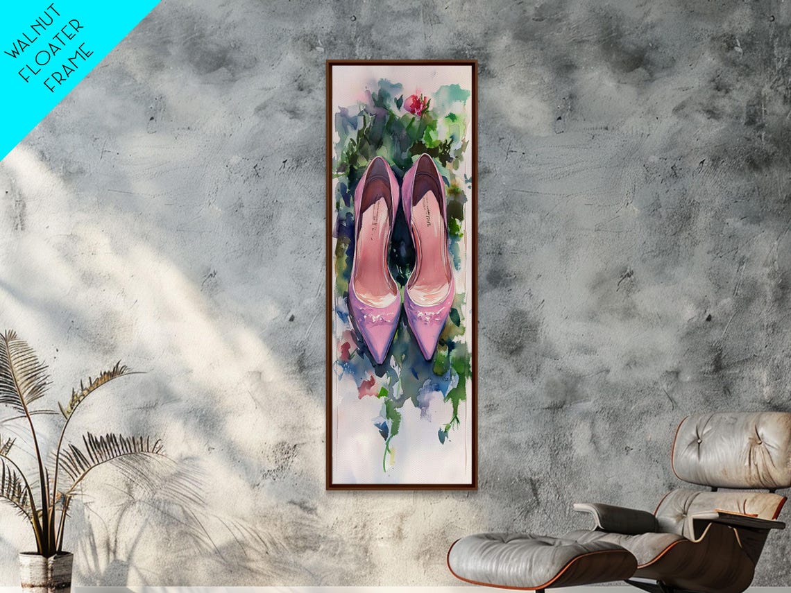 Pink Ballet Heels Watercolor Chic Fashion Illustration Wall Art - Image 5