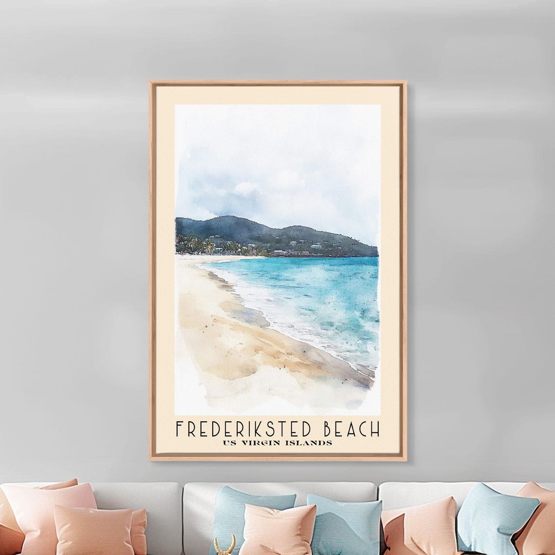 Frederiksted Beach US Virgin Islands Pale Shore Blue Water Poster - Image 3