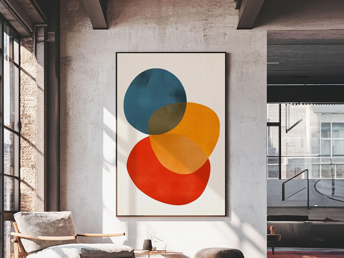 Modern Abstract Colors And Shapes, Retro Wall Art Print - Image 2