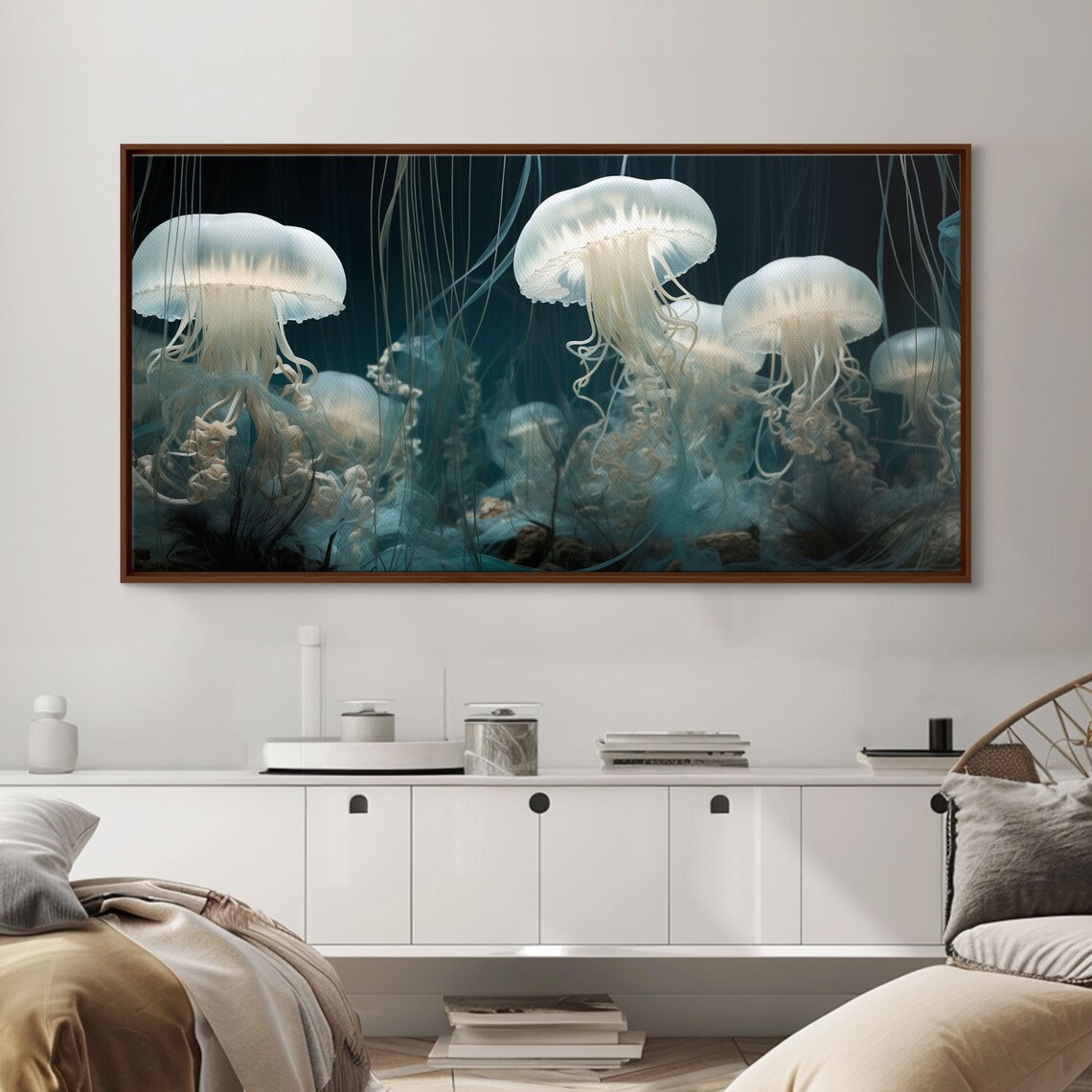Jelly Fish Ocean Nautical Art Print, Panoramic - Image 4