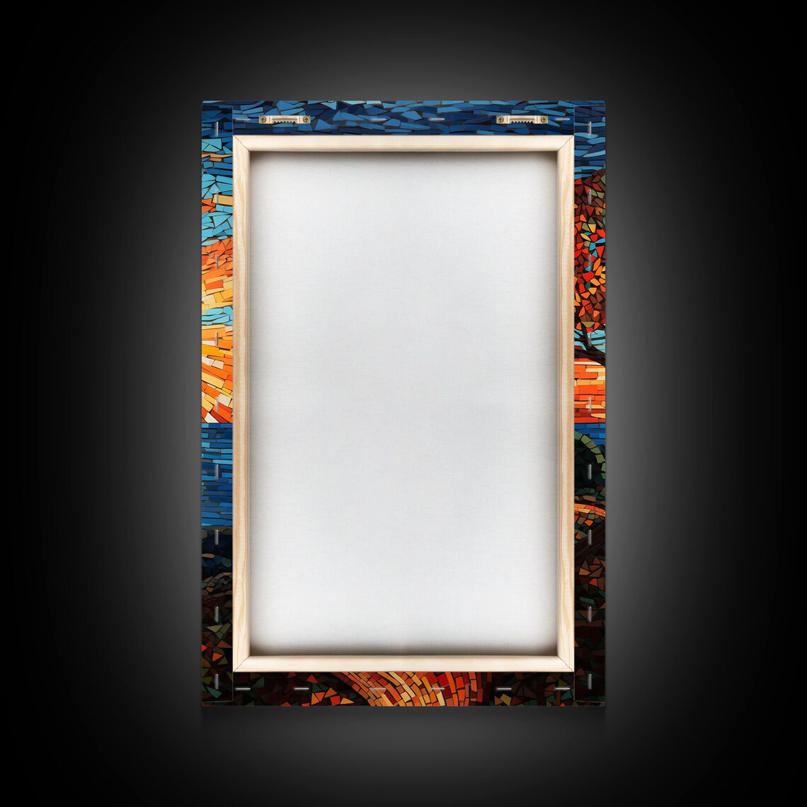 Mosaic Ocean Sunrise Red Leaf Tree Winding Path Coastal View Art Poster - Image 2
