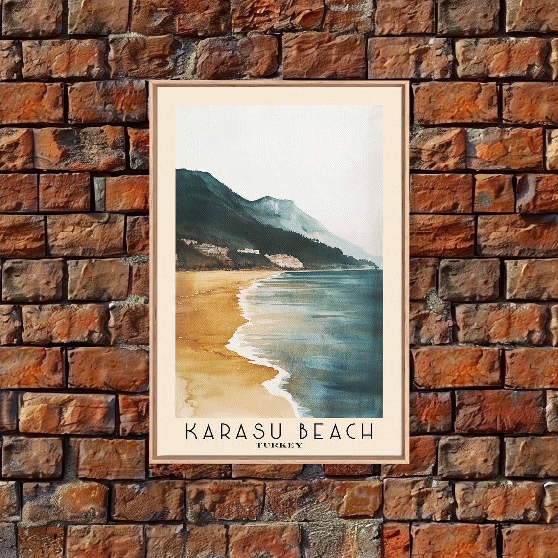 Karasu Beach Turkey Golden Sand Misty Mountain Coast Travel Poster - Image 5