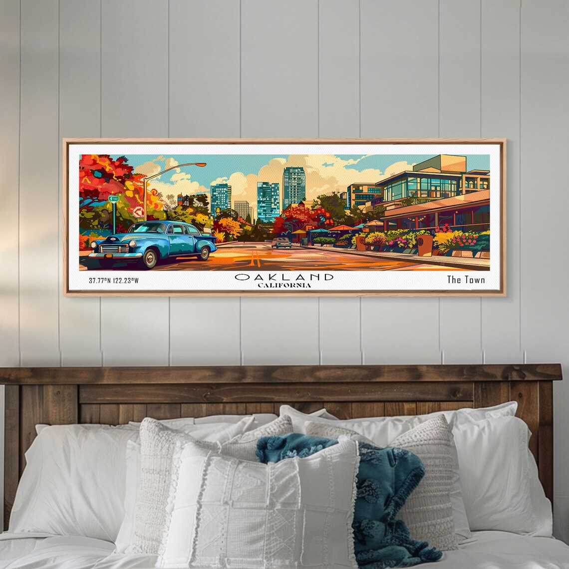 Oakland California The Town Vintage Car Skyline Pop Art Travel Poster - Image 2