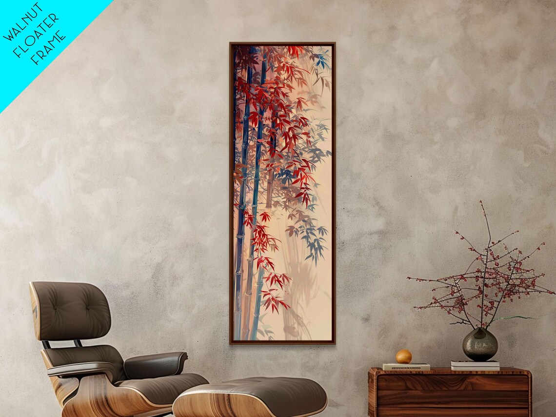 Ukiyo-E Bamboo Stalks and Red Leaves, Japanese Art Print - Image 2