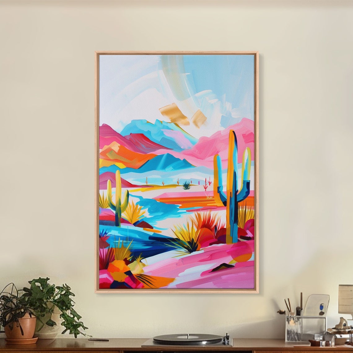 Vibrant Desert Landscape With Saguaro Cacti Southwest Wall Art - Image 2