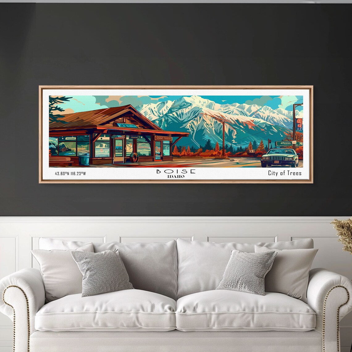 Boise Idaho City Of Trees Mountain Lodge Snow Peaks Travel Poster - Image 4