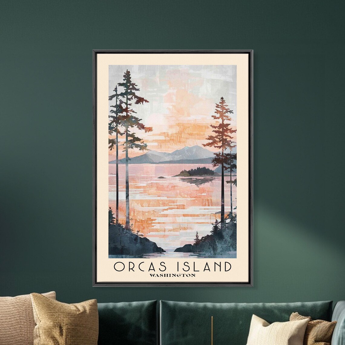 Orcas Island Washington Watercolor Beach Art Print - Image 5