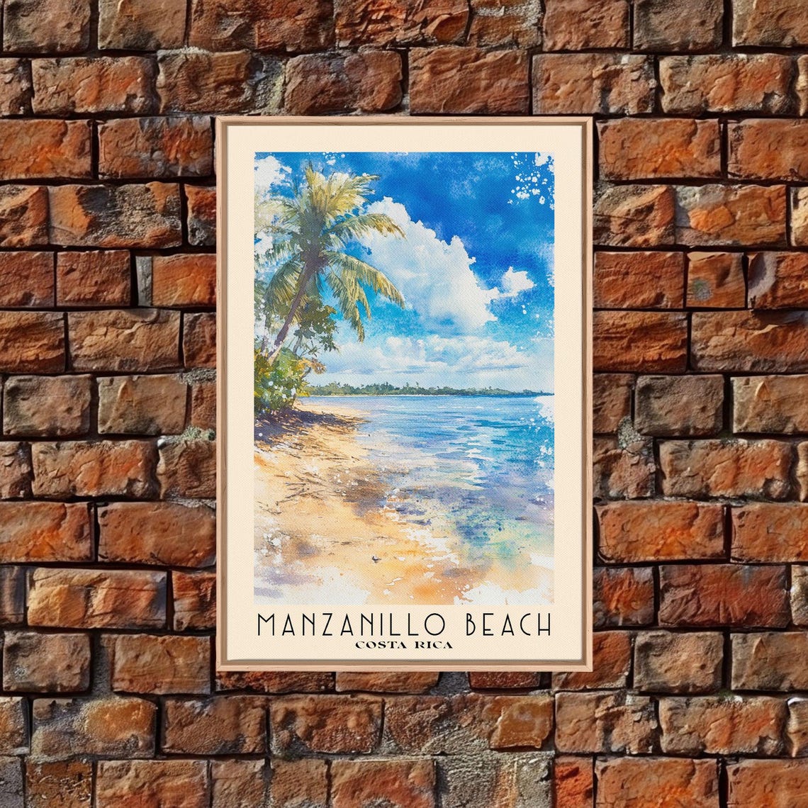 Manzanillo Beach Costa Rica Leaning Palm Golden Sand Blue Sea Poster - Image 5