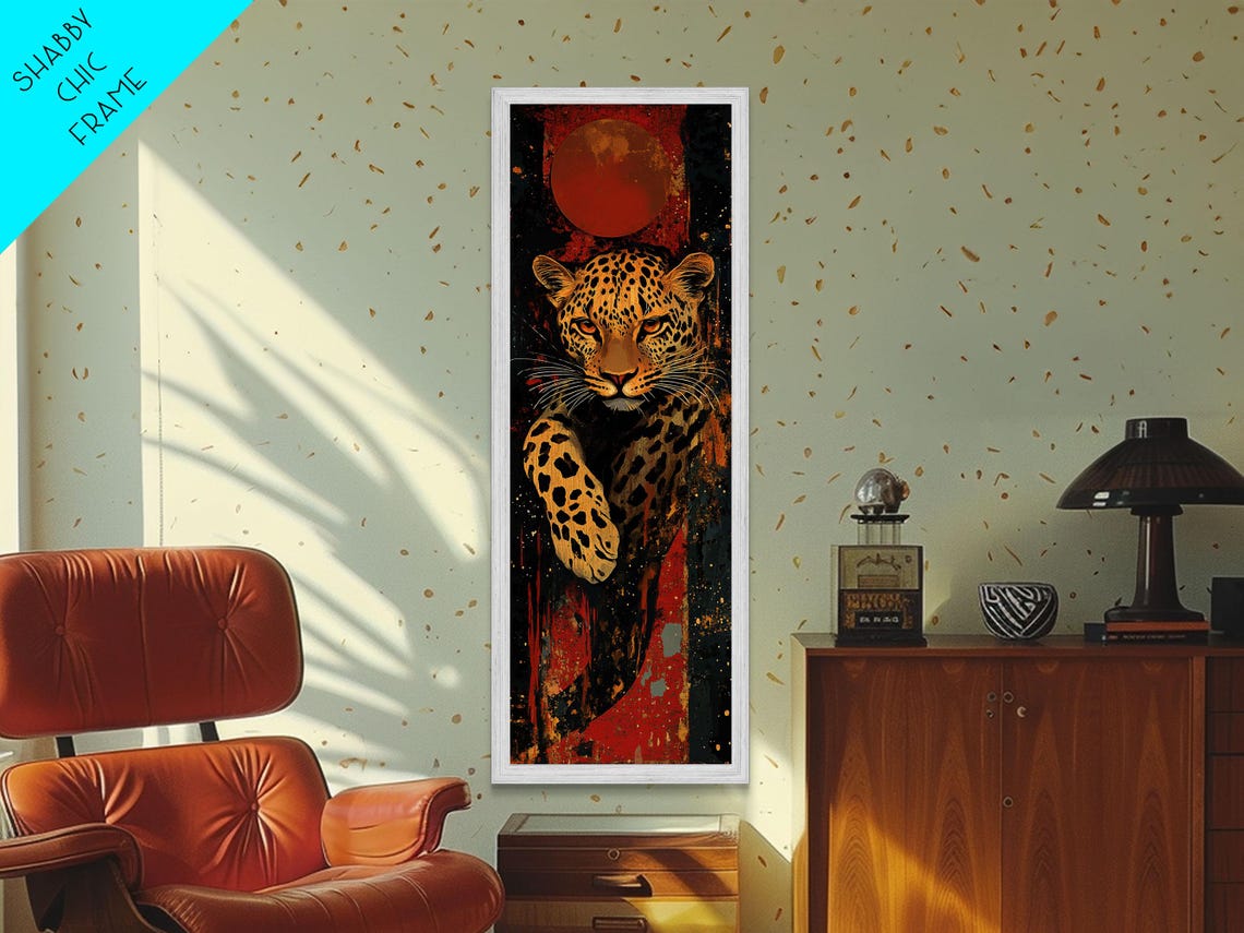 Striking Leopard Print With Abstract Background Bold Wild Cat Wall Art Ideal For Rustic Decor And Living Room Accent - Image 2