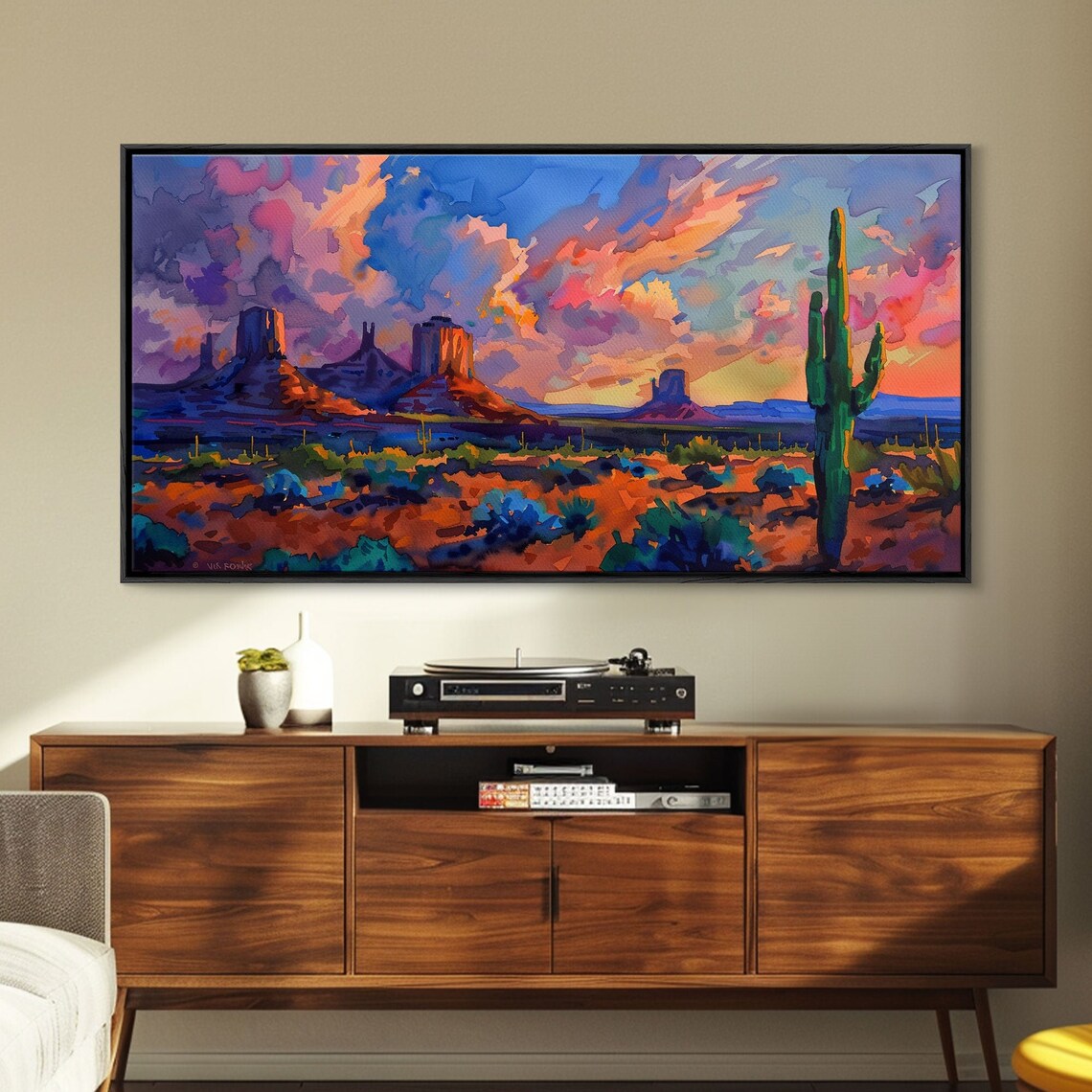 Mountain Sunset With Saguaro Cacti Art Print, Boho Decor - Image 5