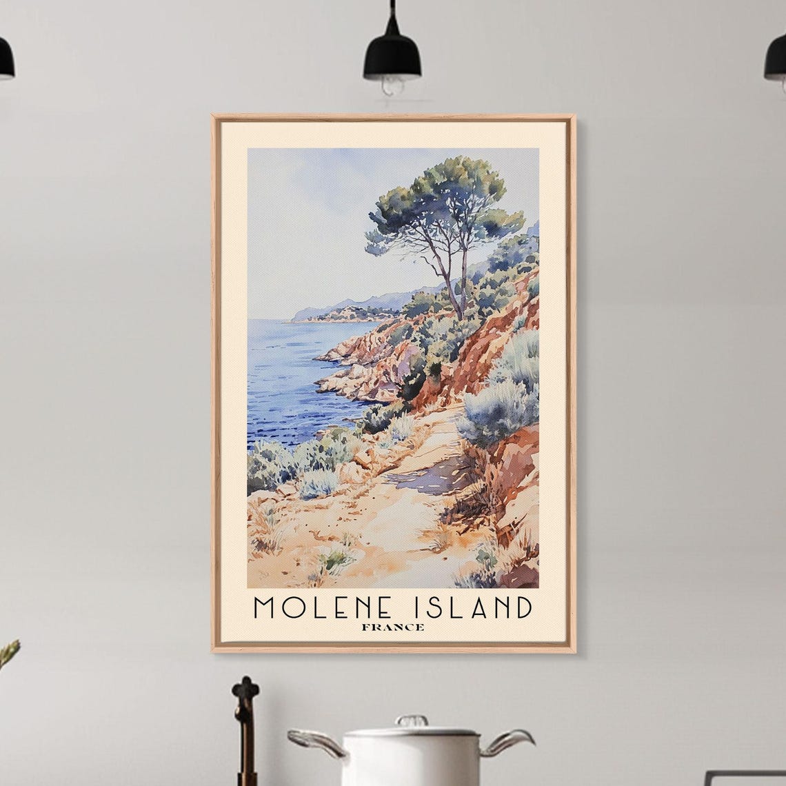 Molene Island France Rocky Coastal Path Red Cliffs Watercolor Poster - Image 6