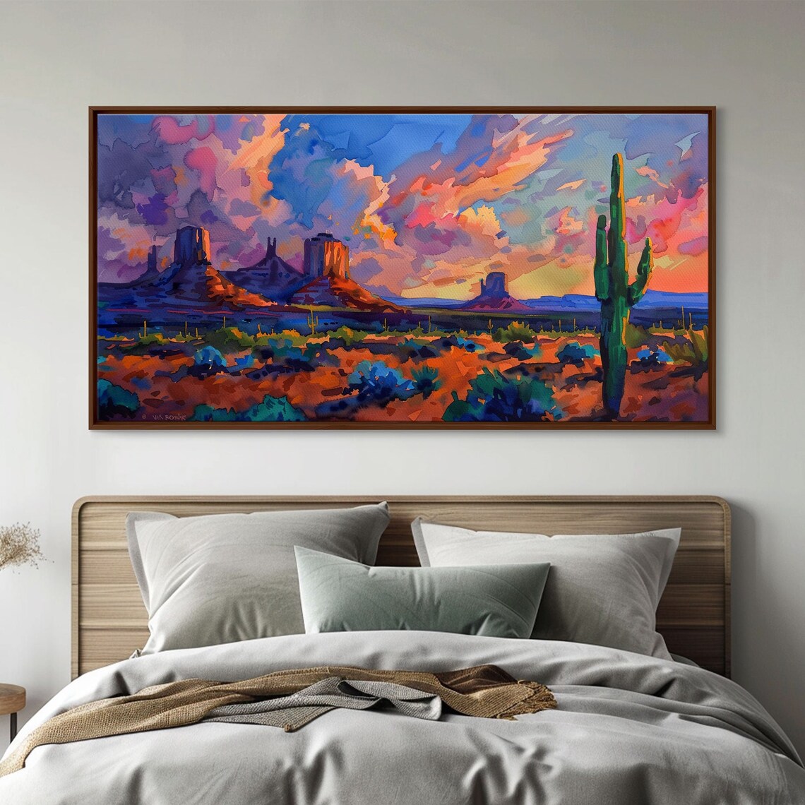 Mountain Sunset With Saguaro Cacti Art Print, Boho Decor - Image 3