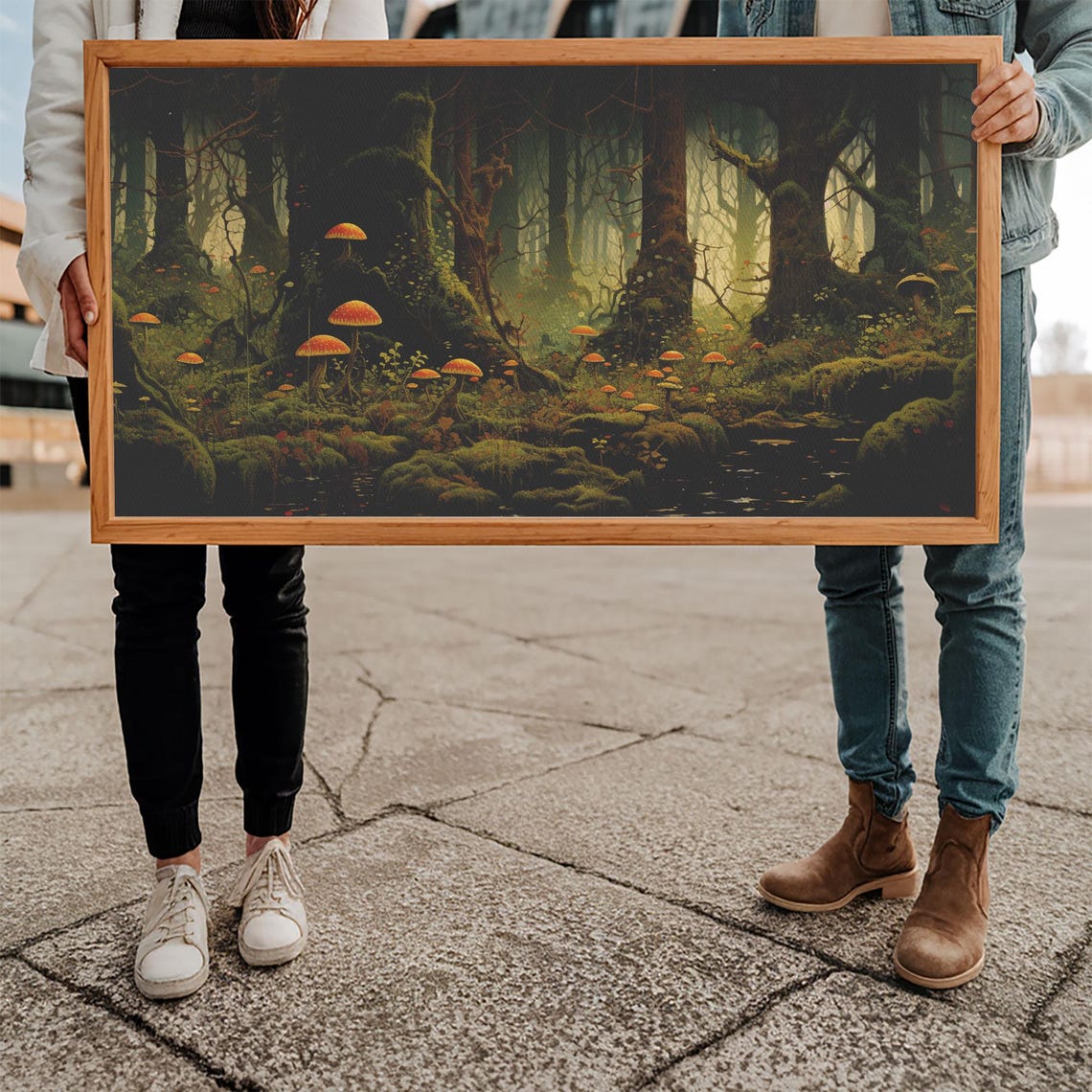 Enchanted Forest Glowing Mushrooms Mossy Woods Fantasy Art Print - Image 5