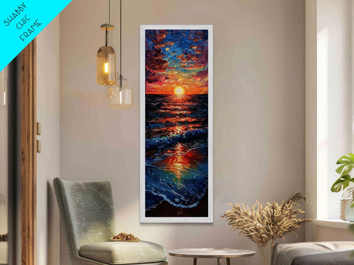 Ocean Sunset Impasto Oil Painting Dramatic Waves Wall Art Print - Image 3