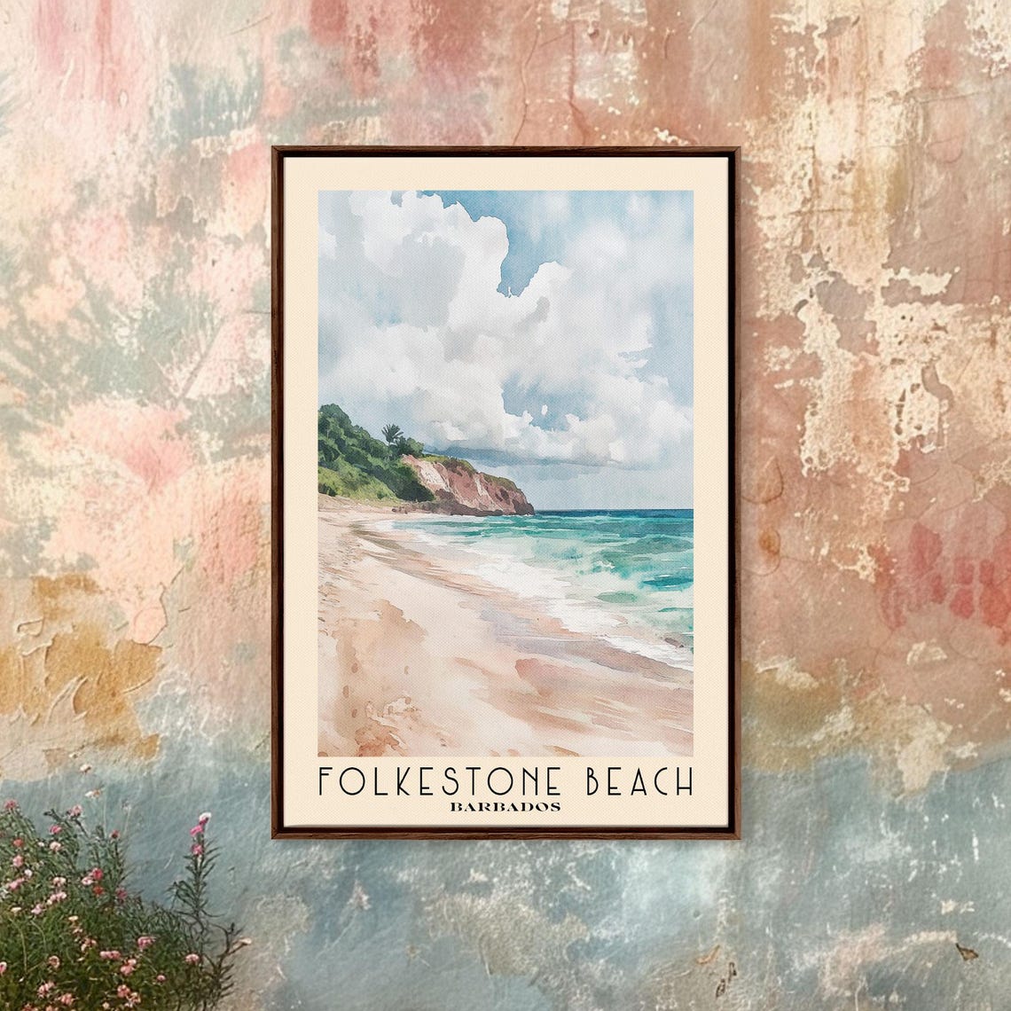 Folkestone Beach Barbados Sandy Shore Turquoise Surf Cliffs Poster - Image 4