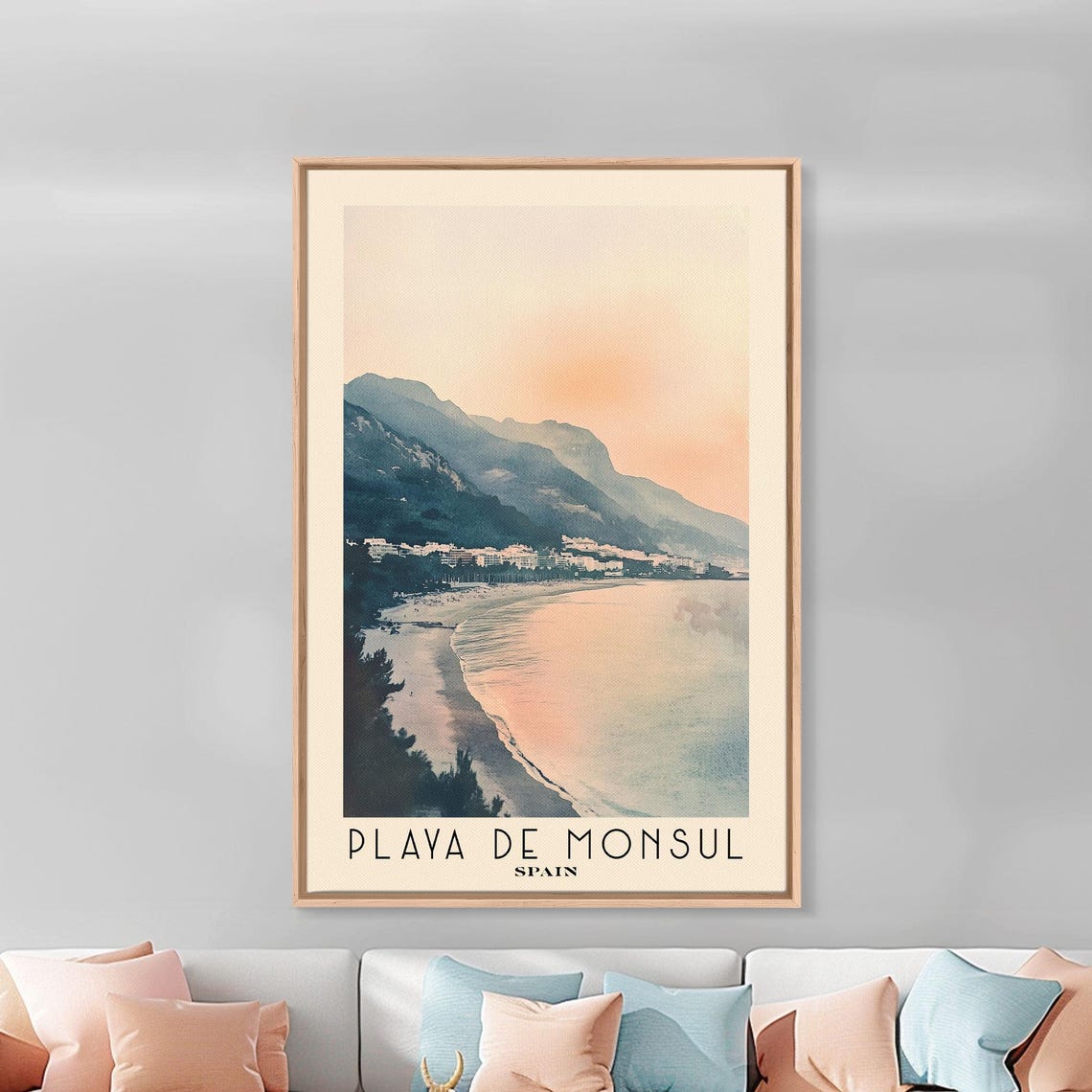 Playa De Monsul Spain Misty Sunrise Dark Mountain Cove Shore Poster - Image 3