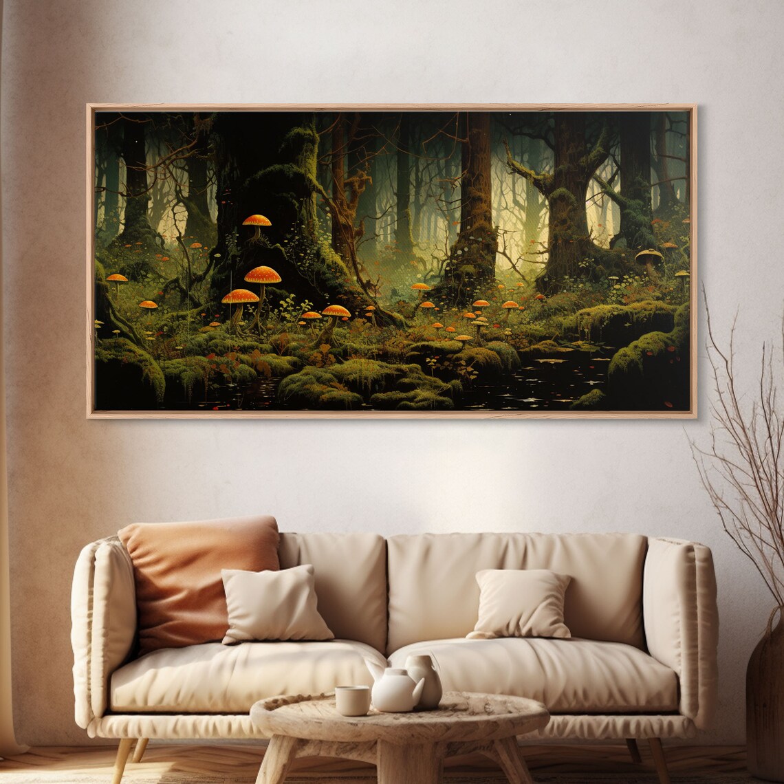 Mushroom Enchanted Forest Landscape Art Print - Image 4