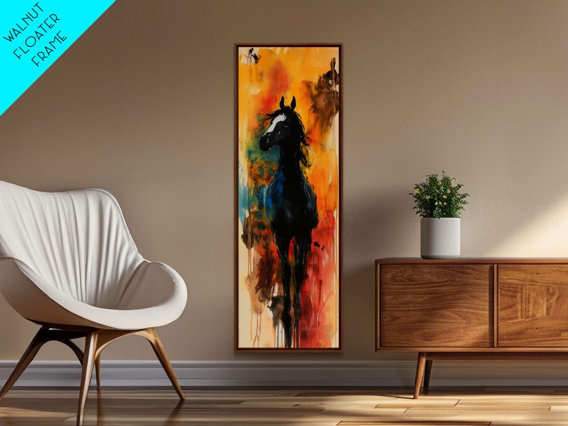 Black Horse Silhouette Vibrant Watercolor Southwest Decor Poster - Image 2