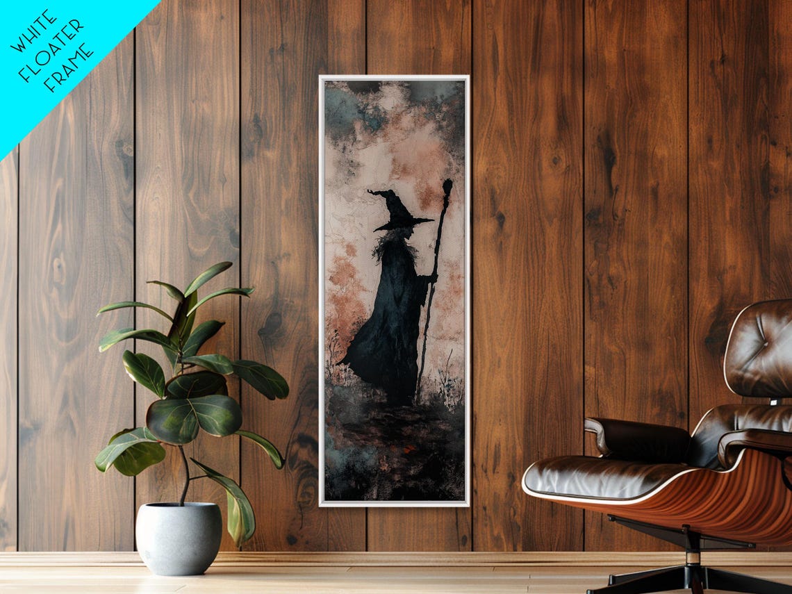 Mysterious Wizard Silhouette Twilight Mist Staff Fantasy Art Poster - Image 6
