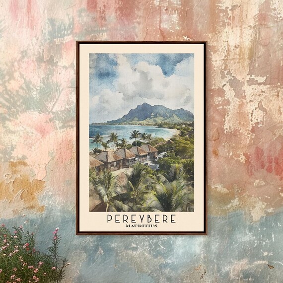 Pereybere Mauritius Palm Village Mountain Turquoise Bay View Poster