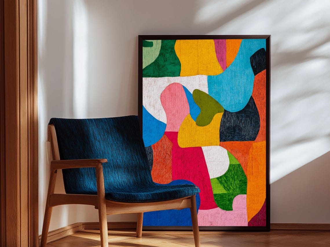 Colorful Geometric Organic Shapes Bold Modern Matisse Style Wall Art - Image 6
