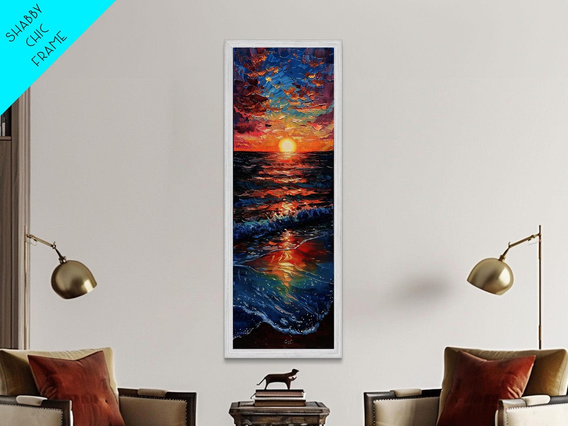 Ocean Sunset Impasto Oil Painting Dramatic Waves Wall Art Print - Image 6
