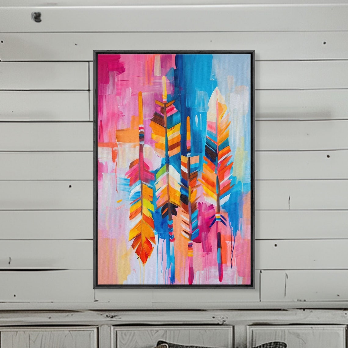 Colorful Boho Feathers Abstract Bright Feather Art Modern Wall Poster - Image 4