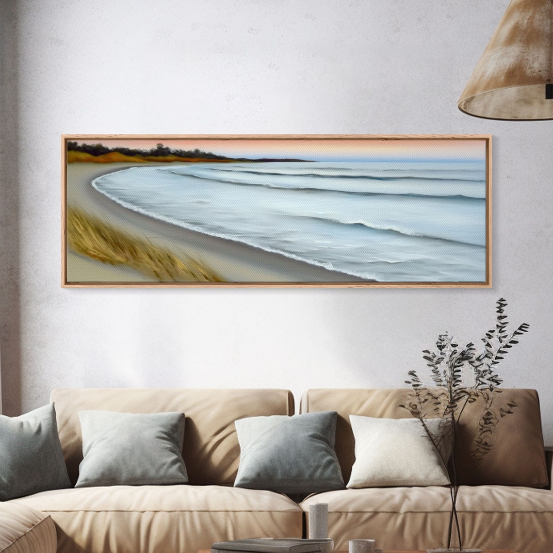 Minimalist Beach Cove Pastel Waves Sandy Shoreline Serene Art Poster - Image 4