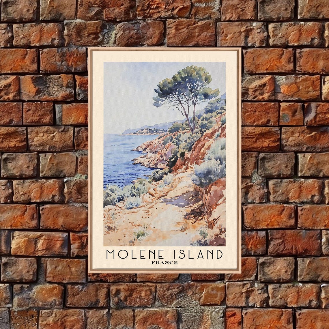 Molene Island France Rocky Coastal Path Red Cliffs Watercolor Poster - Image 4
