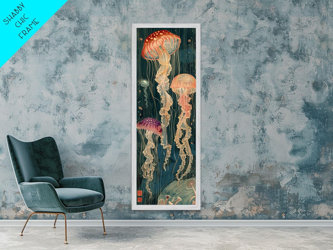Jellyfish Japanese Style Woodblock Wall Art Print - Image 5