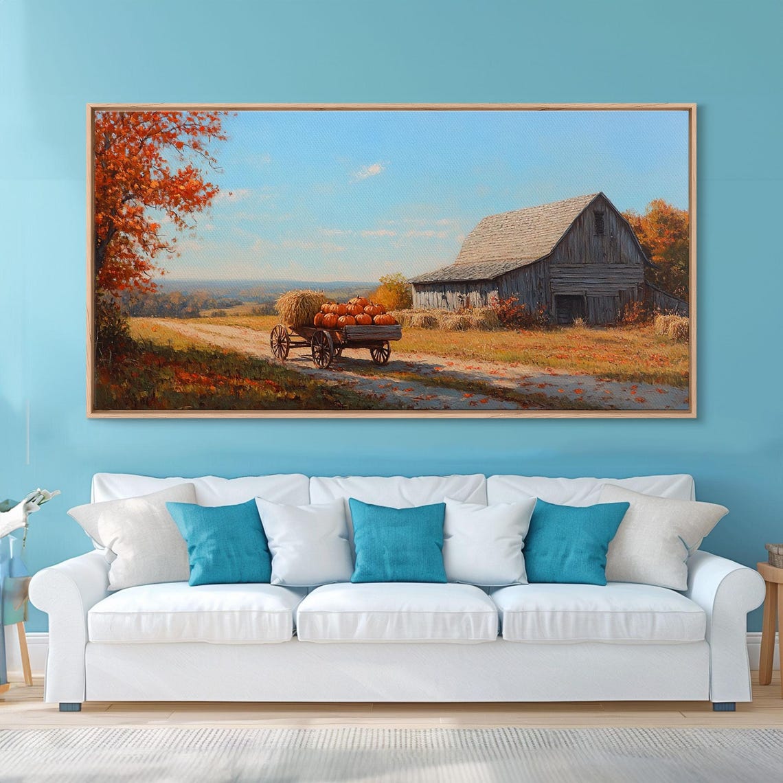 Rustic Barn Pumpkins Autumn Harvest Country Fall Farmhouse Poster - Image 2
