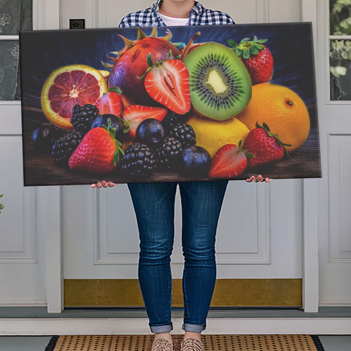 Fruits Wall Art Food Art Berries Kiwi Orange Kitchen Wall Decor Panoramic Wall Decor Print Wall Art Framed Art - Image 4