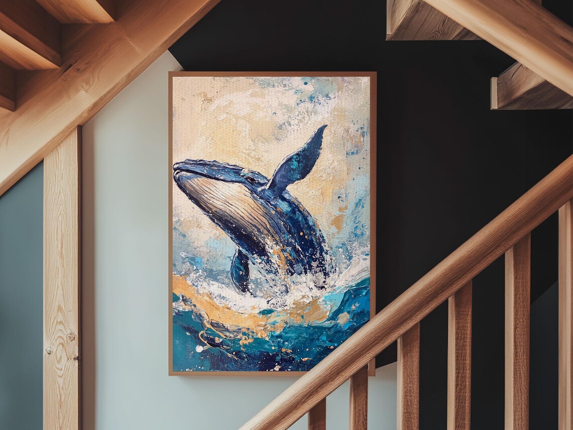 Whale Watercolor Art Print, Nursery Nautical Decor - Image 5