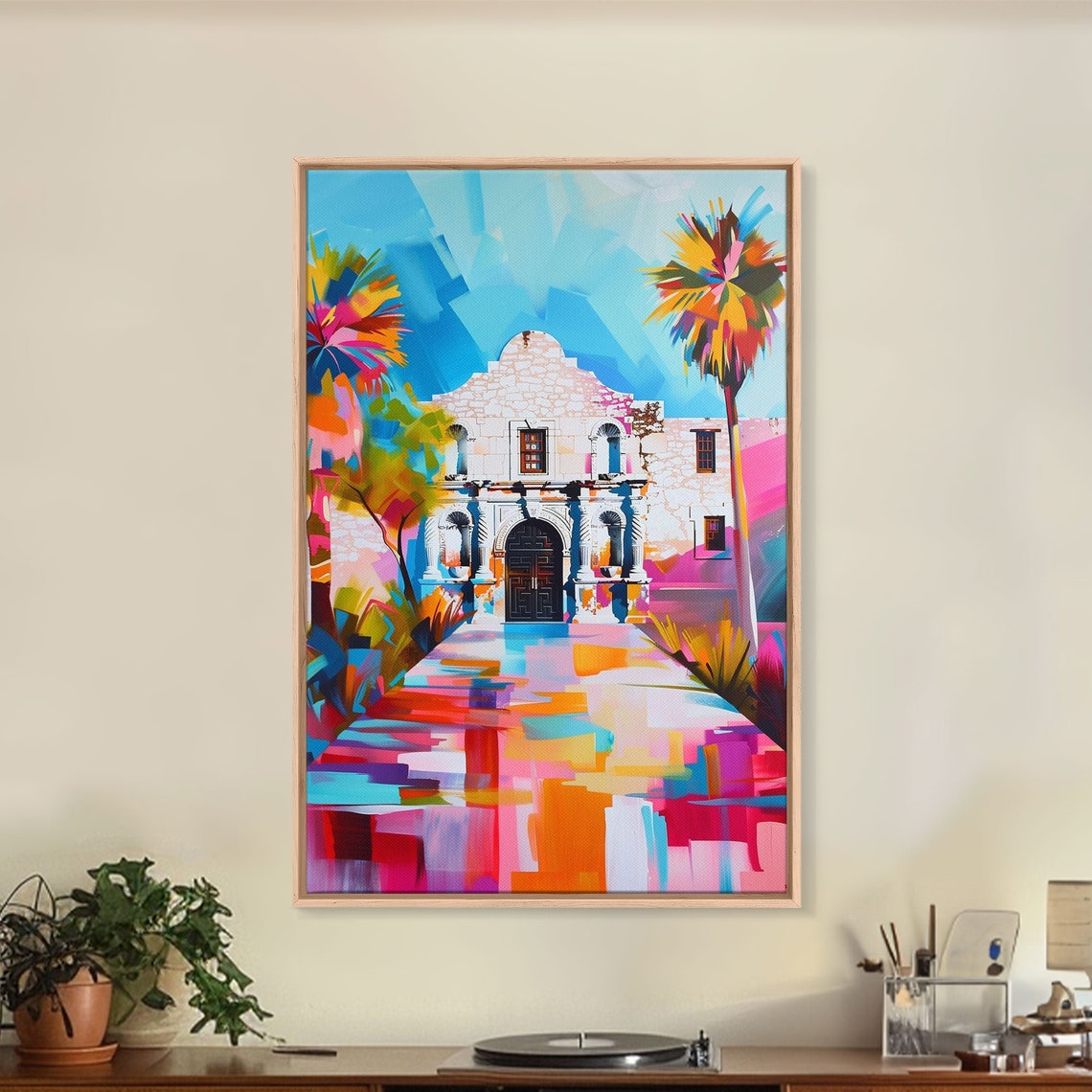 The Alamo Texas In Colorful Abstract Pop Art Style Travel Poster - Image 4