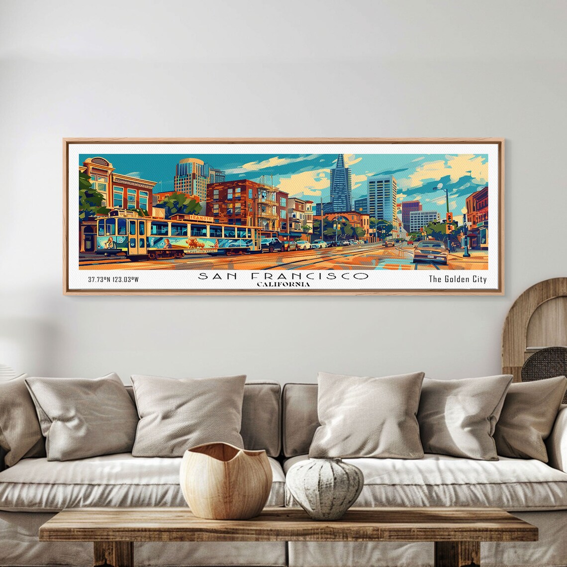 San Francisco California Golden City Cable Car Street Skyline Poster - Image 6