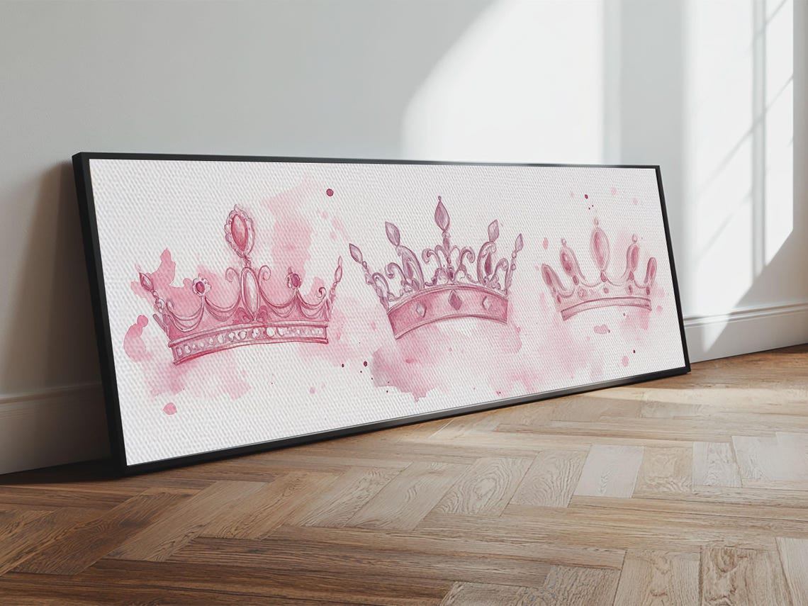 Pink Watercolor Crowns Trio Regal Princess Royal Feminine Glam Poster - Image 3