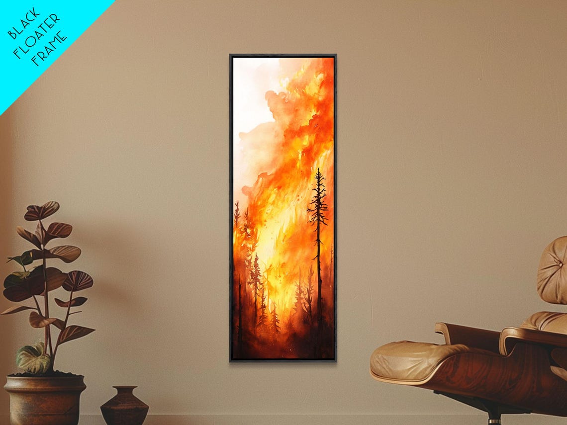 Burning Forest Wildfire Flames Dramatic Fiery Landscape Wall Art - Image 5