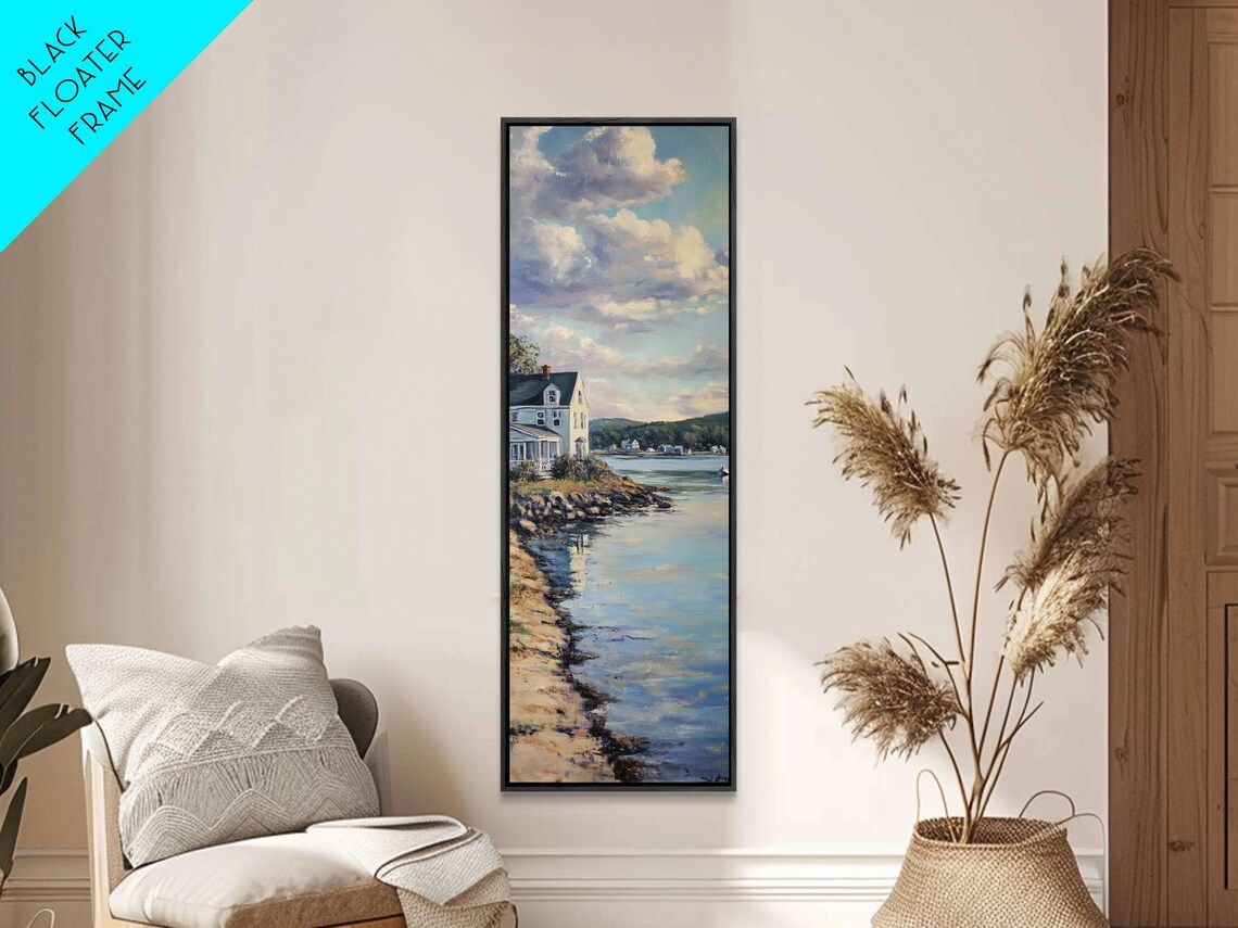 Coastal Cottage Rocky Point Calm Water Sunset Clouds Seaside Art Poster - Image 5