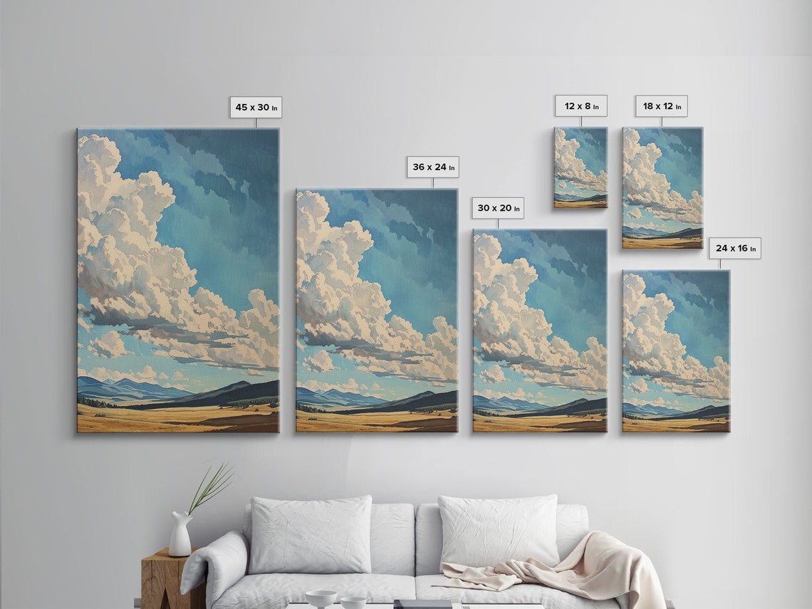 Wyoming Mountain Plains Oil Painting Big Sky Clouds Landscape Poster - Image 2