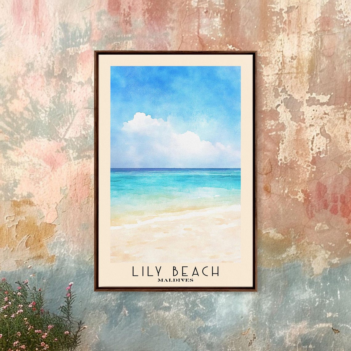 Lily Beach Maldives Minimal White Sand Turquoise Gradient Sea Poster - Image 4