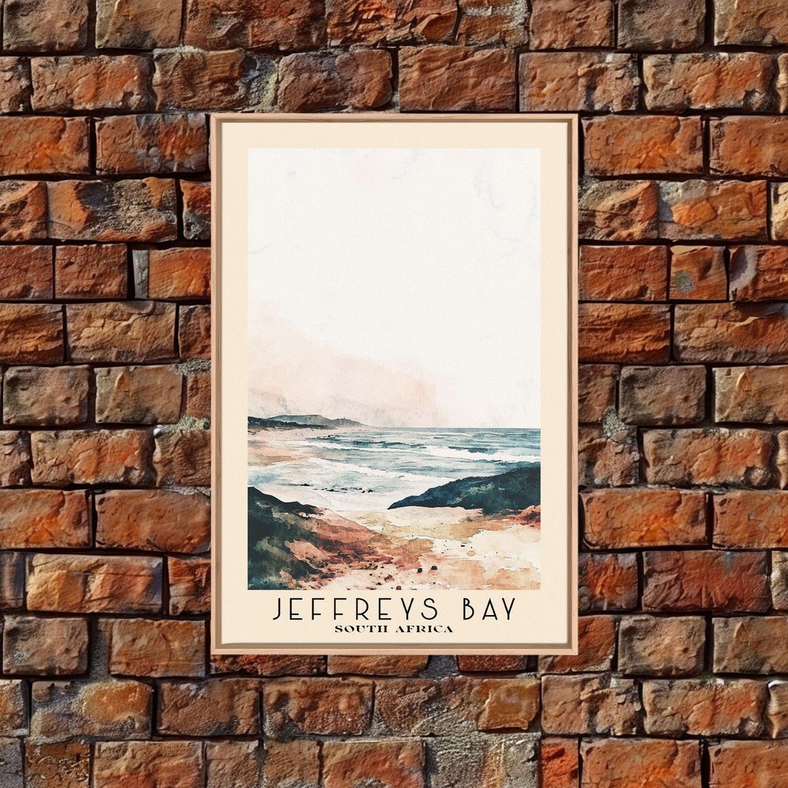 Jeffreys Bay South Africa Surf Waves Rocky Beach Watercolor Poster - Image 5