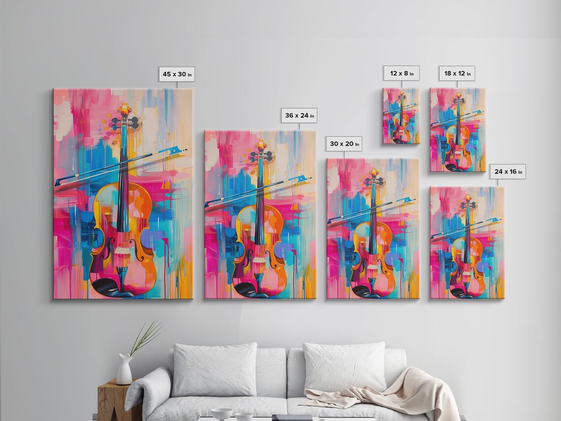 Violin Art Print, Vibrant Musical Living Room Decor - Image 2