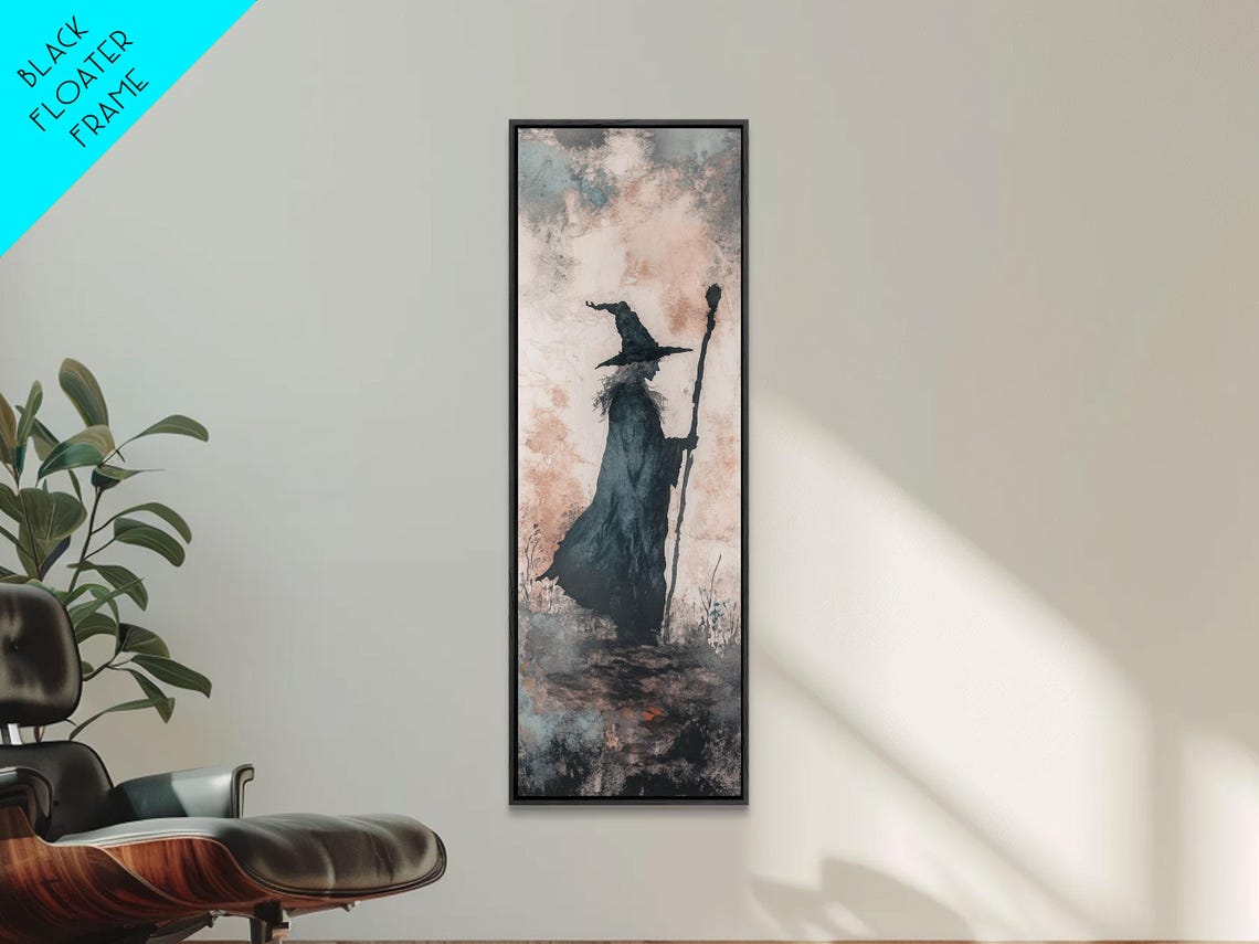 Mysterious Wizard Silhouette Twilight Mist Staff Fantasy Art Poster - Image 4