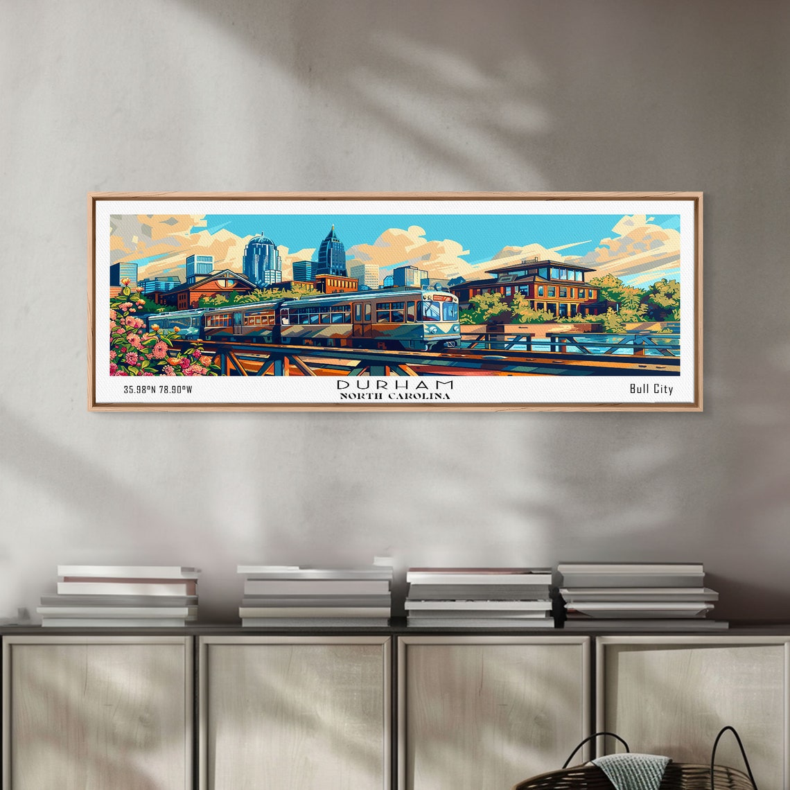 Durham North Carolina Light Rail Train Downtown Skyline Travel Poster - Image 6