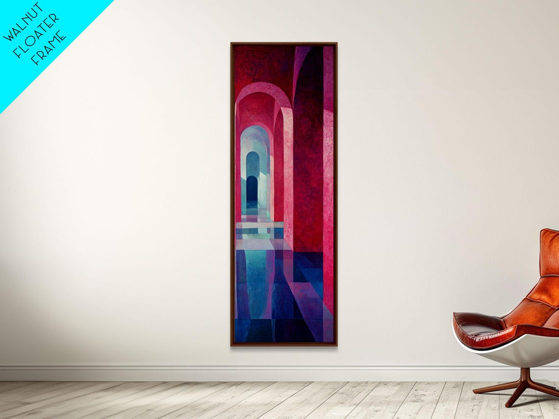 Magenta Archway Corridor Abstract Architecture Blue Depth Poster - Image 2